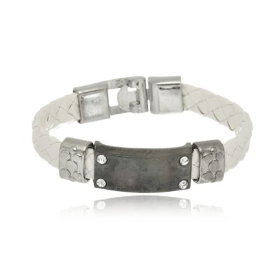 Pulseira Le Diamond Couro Branco Trançado Menor preço em Pulseira Le Diamond Couro Branco Trançado
