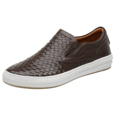 slip on masculino couro marrom
