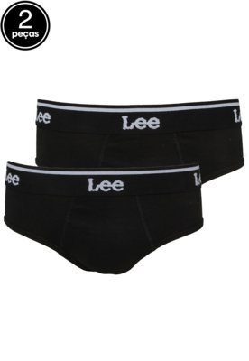 Kit 2pçs Cueca Lee Slip Tira Preto Menor preço em Kit 2pçs Cueca Lee Slip Tira Preto