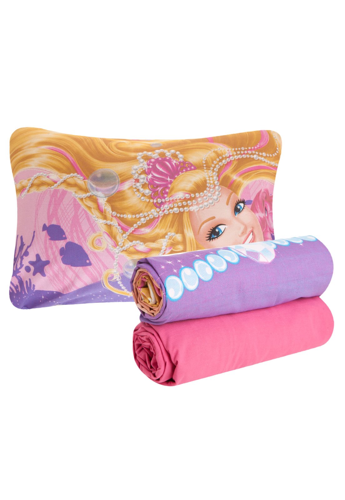 Jogo de Cama Solteiro Infantil Lepper Barbie Super Princesa Rosa