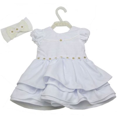 Vestido Faixa de Cabelo Letícia Enxovais Ester Branco Menor preço em Vestido Faixa de Cabelo Letícia Enxovais Ester Branco
