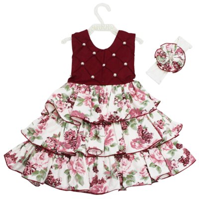 Vestido Faixa de Cabelo Letícia Enxovais Pérolas Marsala Menor preço em Vestido Faixa de Cabelo Letícia Enxovais Pérolas Marsala