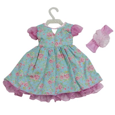 Vestido Faixa de Cabelo Letícia Enxovais Rosas Azul Tifany Menor preço em Vestido Faixa de Cabelo Letícia Enxovais Rosas Azul Tifany