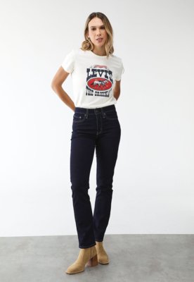 Calça Jeans Levis Reta 724 High Rise Straight Azul