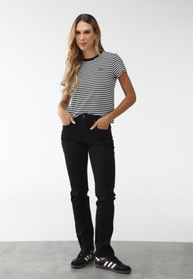 Calça Jeans Levis Skinny 724 High Rise Straight Preta