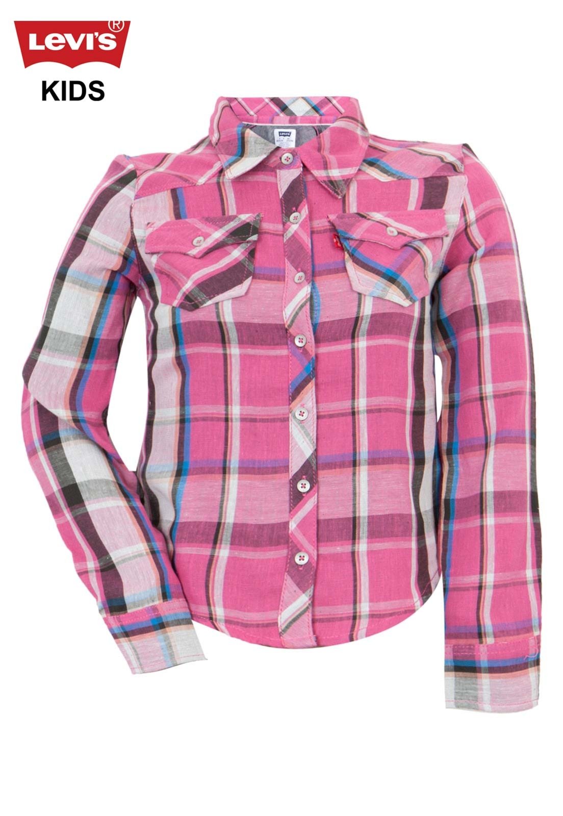 camisa xadrez feminina rosa