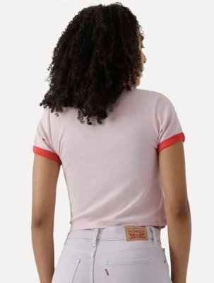 Camiseta Levis Feminina Flowers Ranger Rosa Claro