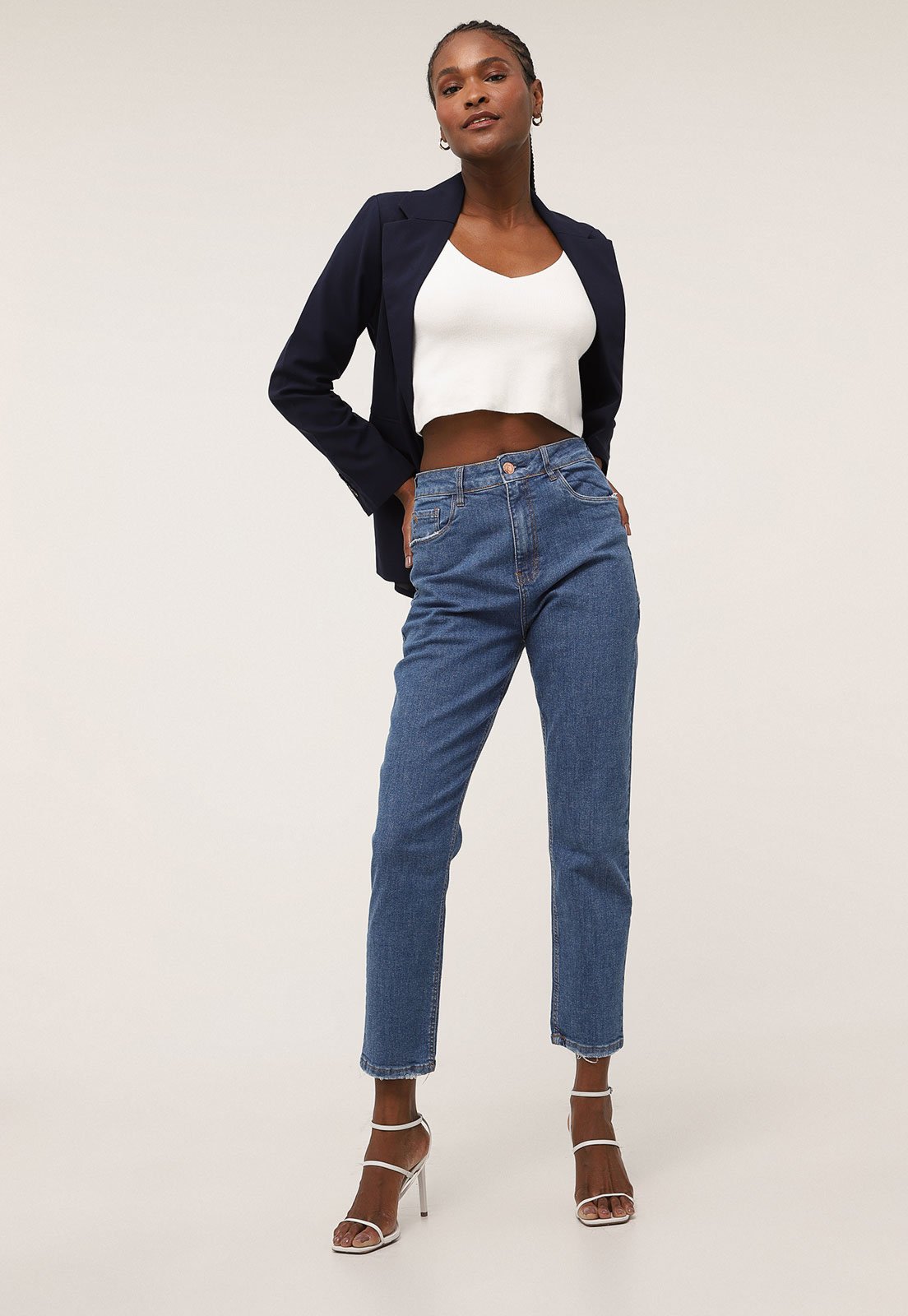 Calça Cropped Jeans Lez a Lez Mom Lisa Azul - Compre Agora | Dafiti Brasil