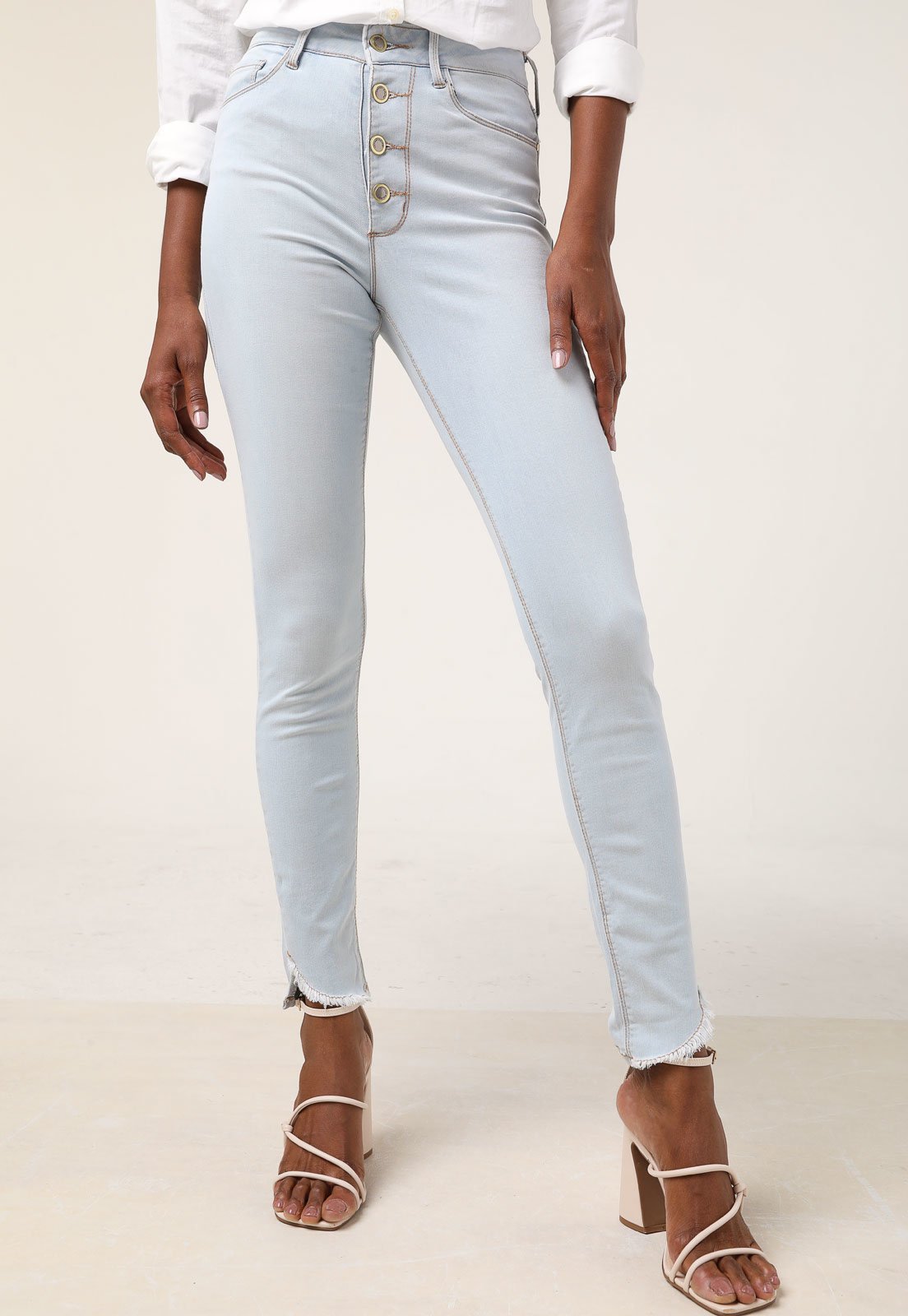 Calça Feminina Jeans Skinny Delavê