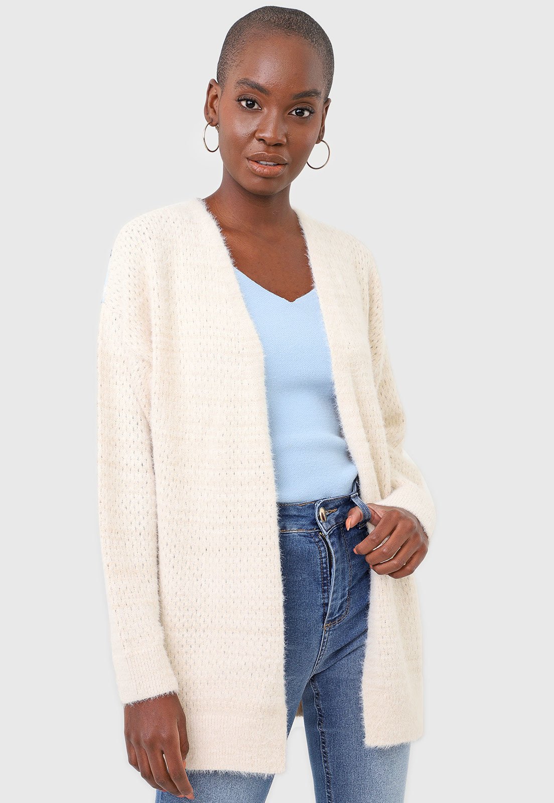 cardigan de pelinho branco