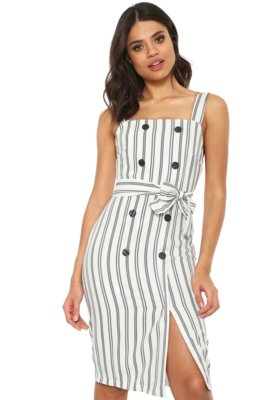 Vestido Lez a Lez Curto Listrado Branco Menor preço em Vestido Lez a Lez Curto Listrado Branco