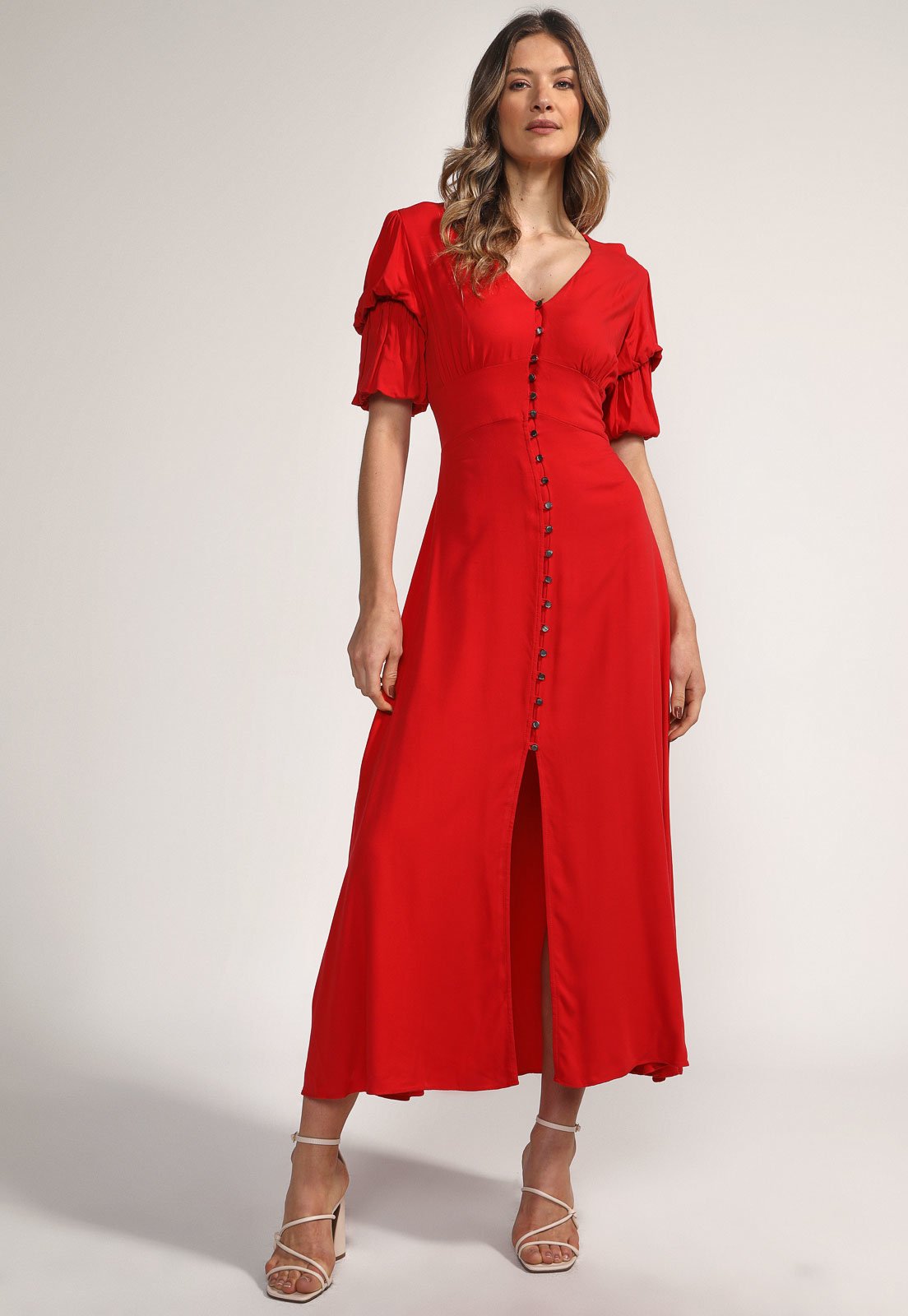 Vestido Lez A Lez Midi Fenda Vermelho Compre Agora Dafiti Brasil 5178