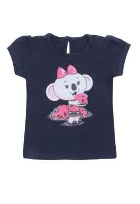 Blusa Lilica Ripilica Menina Estampa Frontal Azul Marinho Menor preço em Blusa Lilica Ripilica Menina Estampa Frontal Azul Marinho
