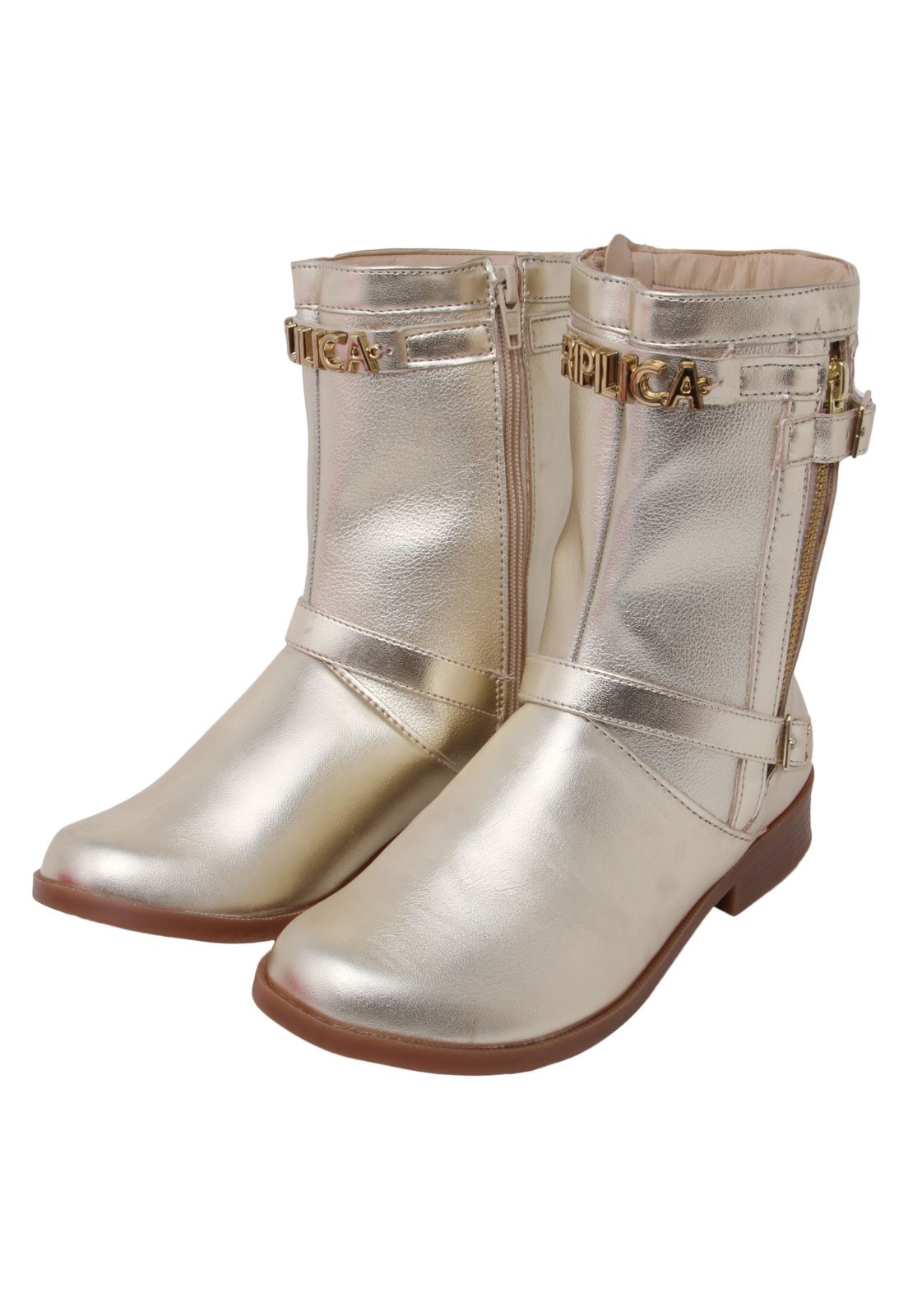 bota infantil feminina dourada