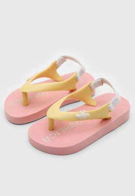 Chinelo Infantil Lilica Ripilica Copacabana Rosa e Amarelo