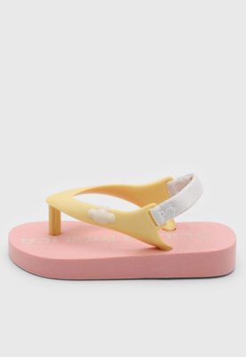 Chinelo Infantil Lilica Ripilica Copacabana Rosa e Amarelo