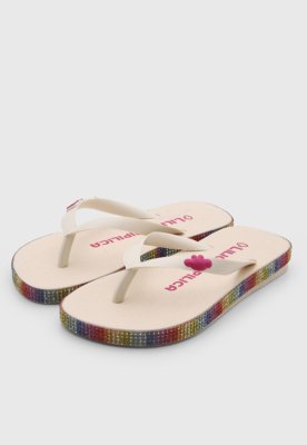 Chinelo Infantil Lilica Ripilica Strass Multicolorido Off-white