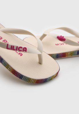 Chinelo Infantil Lilica Ripilica Strass Multicolorido Off-white