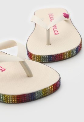 Chinelo Infantil Lilica Ripilica Strass Multicolorido Off-white