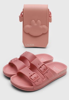 Chinelo Infantil Lilica Ripilica com Bolsa Rosa