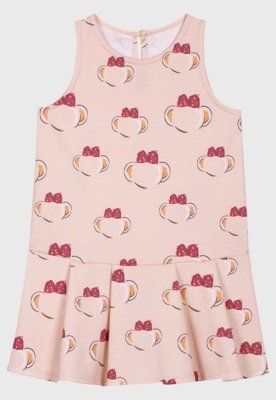 Vestido Infantil Lilica Ripilica Estampado Macaco Rosa