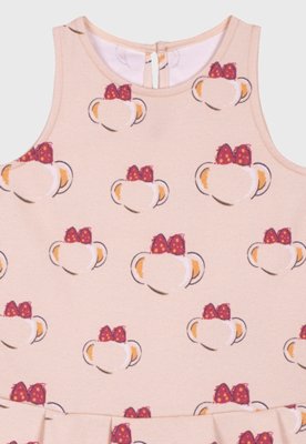 Vestido Infantil Lilica Ripilica Estampado Macaco Rosa