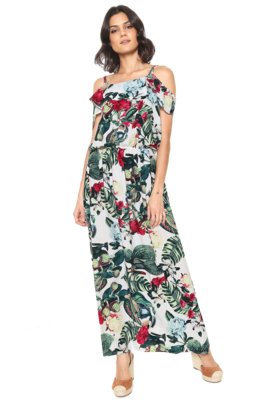 Vestido Ciganinha Lily Fashion Longo Estampado Verde Menor preço em Vestido Ciganinha Lily Fashion Longo Estampado Verde