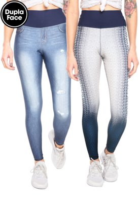 Legging Live! Dupla Face Reversible Azul - Compre Agora