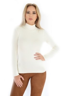 Blusa Cacharrel Livora Tricot Modal Gola Alta Branca Menor preço em Blusa Cacharrel Livora Tricot Modal Gola Alta Branca
