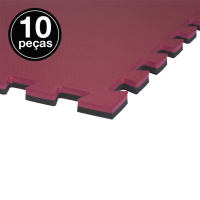 Kit 10 Tapete Tatame Eva Loja da Maria 100x100x2cm 20mm Cores Preto e Vermelho Menor preço em Kit 10 Tapete Tatame Eva Loja da Maria 100x100x2cm 20mm Cores Preto e Vermelho