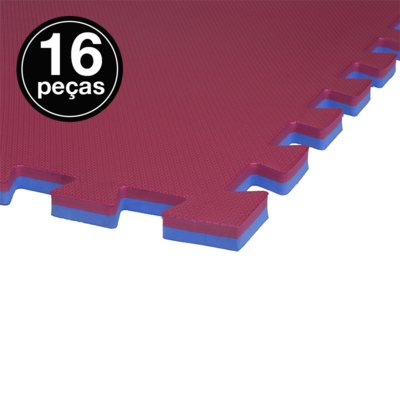 Kit 16 Tapete Tatame Eva Loja da Maria 100x100x3cm 30mm Cores Azul e Vermelho Menor preço em Kit 16 Tapete Tatame Eva Loja da Maria 100x100x3cm 30mm Cores Azul e Vermelho