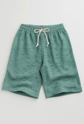 Bermuda Short Moletinho com Cadarço Rajado Verde - 3 ao 14 - Look Infantil