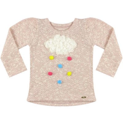 Blusa Look Jeans Tricô Rosa Menor preço em Blusa Look Jeans Tricô Rosa
