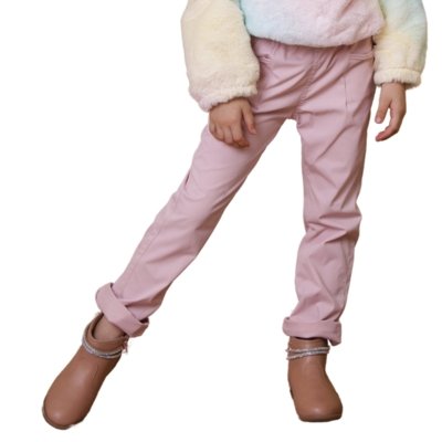 Calça Infantil Look Jeans Clochard Sarja Rosa