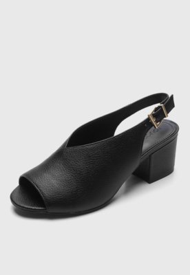Peep Toe Couro Loucos e Santos Liso Preto Menor preço em Peep Toe Couro Loucos e Santos Liso Preto