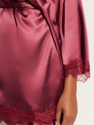 Conjunto Camisola e Robe Cetim Angelina Rosa Raspberry