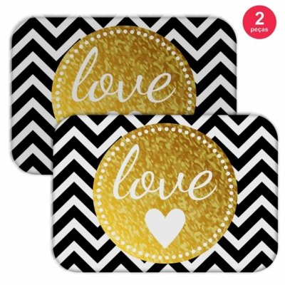 Jogo Americano Love Decor Love Branco/Preto/Amarelo Menor preço em Jogo Americano Love Decor Love Branco/Preto/Amarelo