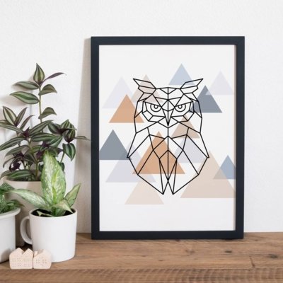 Quadro Decorativo com Moldura Coruja Escandinavo Preto Menor preço em Quadro Decorativo com Moldura Coruja Escandinavo Preto