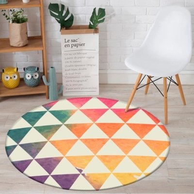 Tapete Redondo Wevans Triângulos Colors 94cm Menor preço em Tapete Redondo Wevans Triângulos Colors 94cm