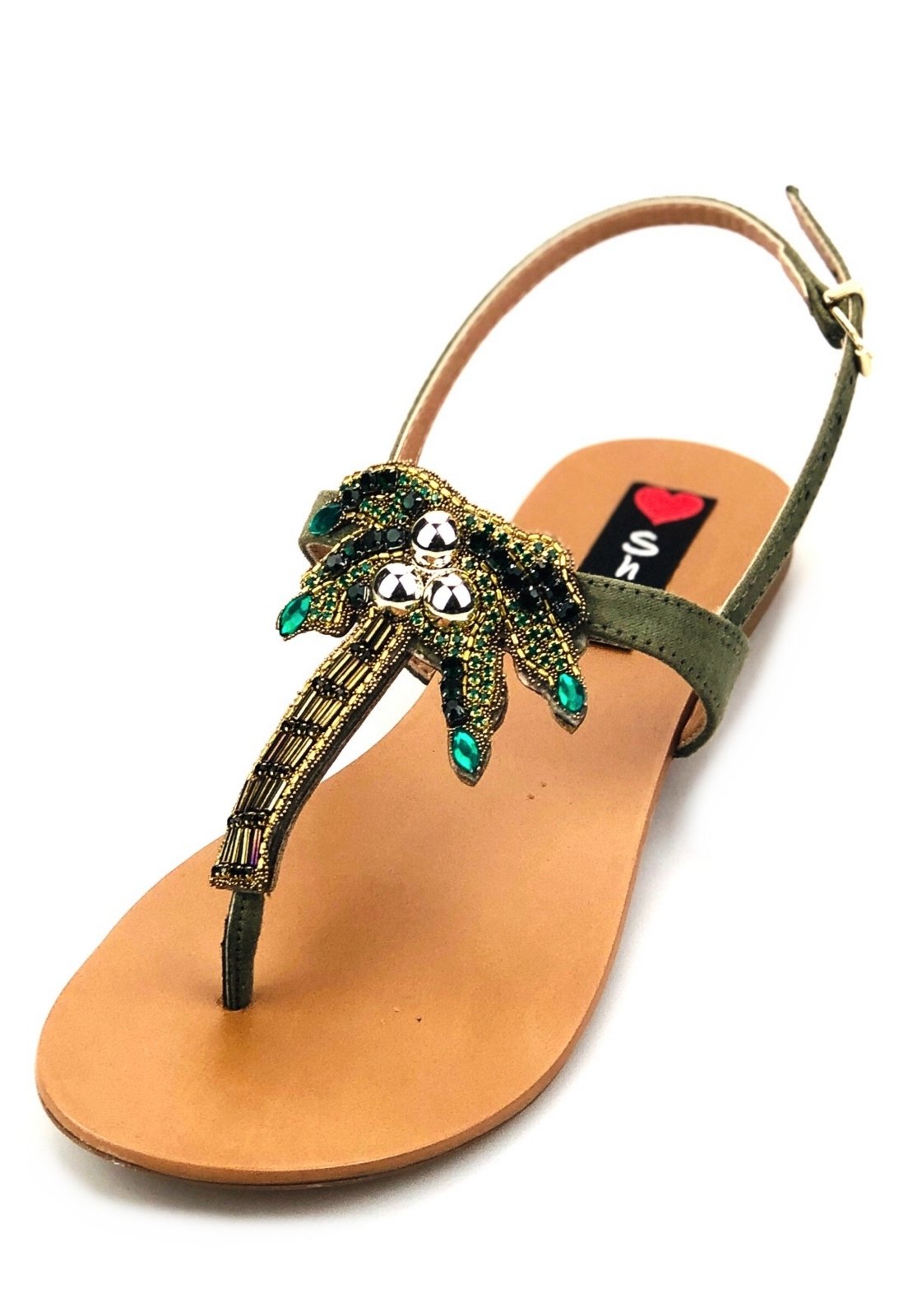 sandalias rasteiras com pedras e strass