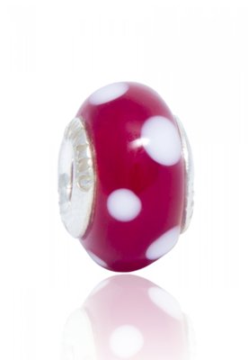 Berloque Lua Pratas Murano Vermelho Com Bolinhas Brancas Prata Menor preço em Berloque Lua Pratas Murano Vermelho Com Bolinhas Brancas Prata