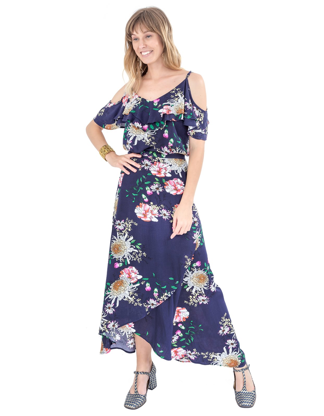 saia longa floral com cropped