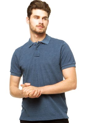 Camisa Polo Luigi Bertolli Reta Listrada Azul/Branca - Kanui