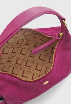 Bolsa Luiza Barcelos Camurça Retangular Rosa