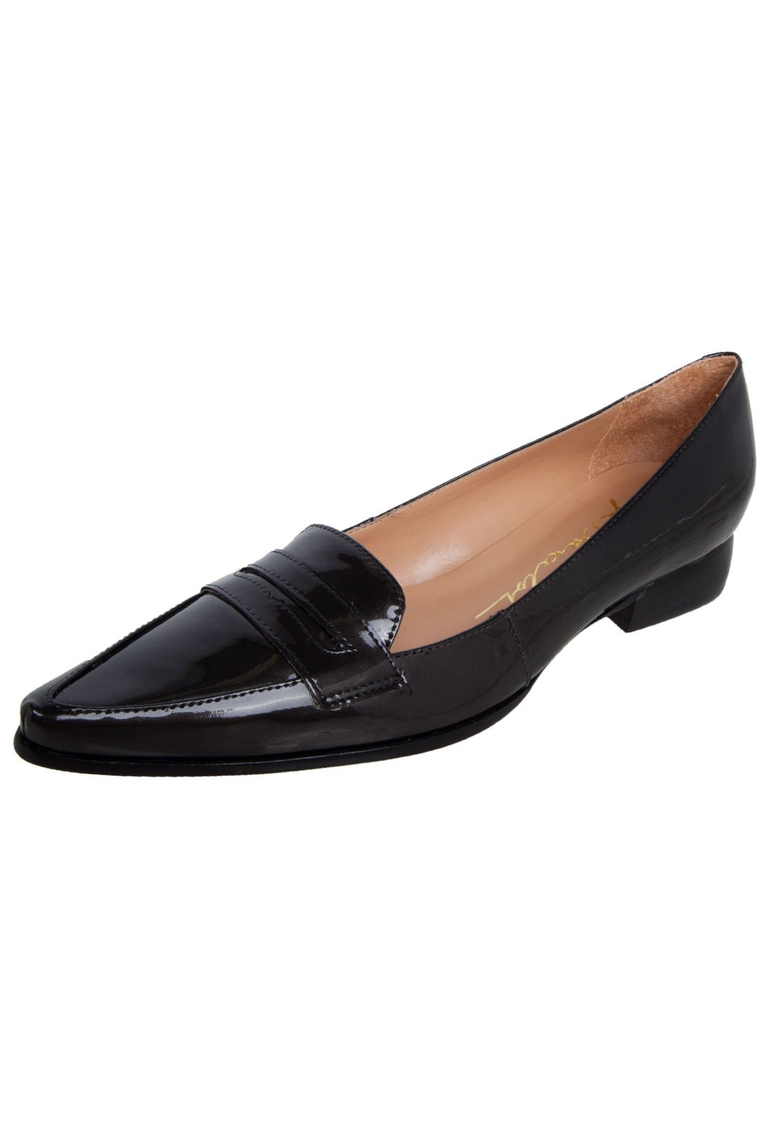 mocassim preto verniz feminino