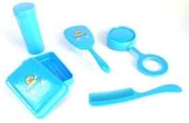 Kit Banho para o Bebê Lullybebê Com Pente, Escova, Saboneteira Infantil, Porta Cotonetes e Chocalho Azul Menor preço em Kit Banho para o Bebê Lullybebê Com Pente, Escova, Saboneteira Infantil, Porta Cotonetes e Chocalho Azul