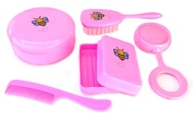 Kit Banho para o Bebê Lullybebê com Pente, Escova p/ Cabelo, Chocalho, Saboneteira e Porta Utilidades Rosa Menor preço em Kit Banho para o Bebê Lullybebê com Pente, Escova p/ Cabelo, Chocalho, Saboneteira e Porta Utilidades Rosa