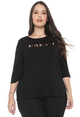 Blusa Lunender Mais Mulher Plus Pérolas Preta Menor preço em Blusa Lunender Mais Mulher Plus Pérolas Preta