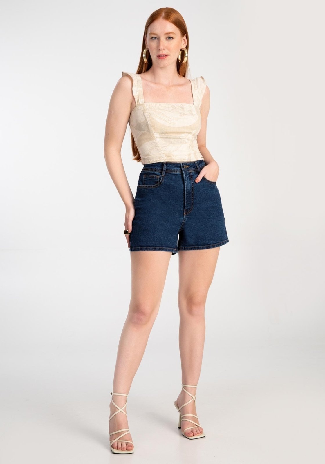 Shorts Jeans Boyfriend com Cadarço Jeans - Lunender Mais Mulher