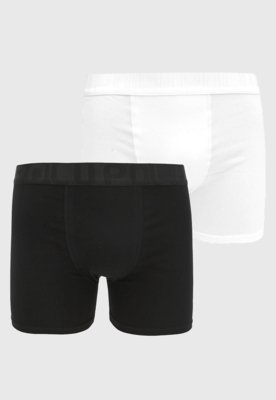 Menor preço em Kit 2pçs Cueca Lupo Boxer Logo Branco/Preto
